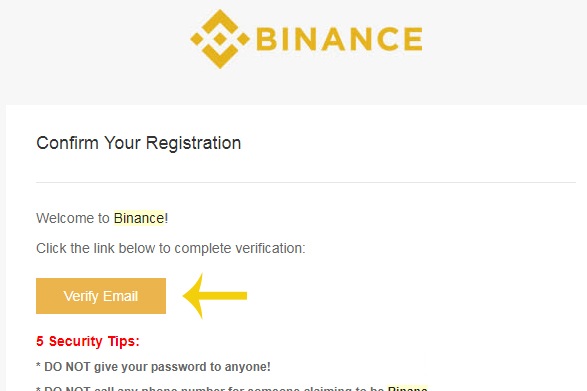 Click verify tài khoản sàn giao dịch Binance